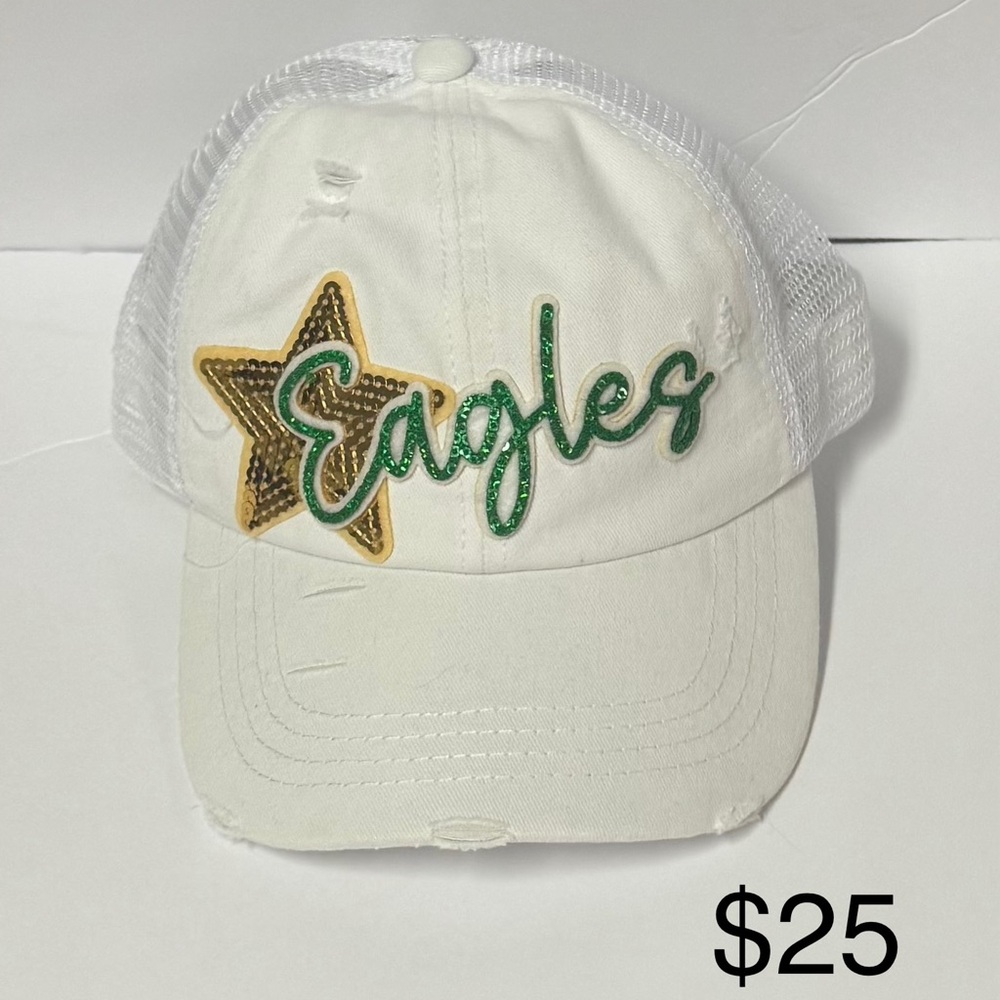White and Green Kids Cap with Star Design